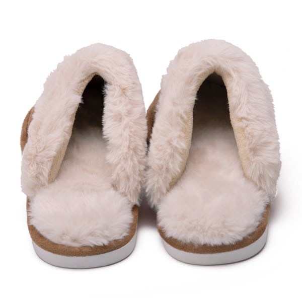 Damtofflor herr Lammskin Fluffiga tofflor Plysch vintervarma tofflor Fodrade tofflor, khaki, storlekar: 41-42 41-42