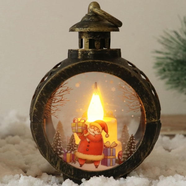 LED-lampa Rund Retro Liten Glas Plast LED-element Julbelysning Dekoration för Hem Brons Tomte