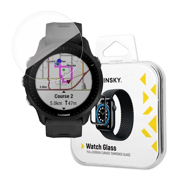 Wozinsky Full Glue Härdat Glas Full Screen Härdat Glas för Garmin Forerunner 955 9H med svart ram