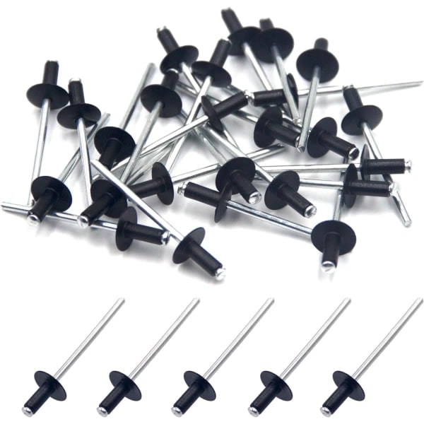 50 stk Store Flange Aluminium Blindnitter 3,2 mm x 8 mm Pakke med 50 (Sort)