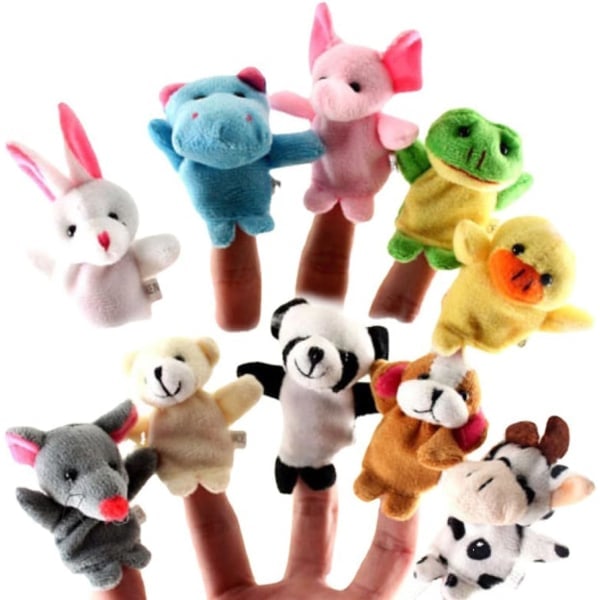 Tiardey 10-pack Fingerdockor Handdockor Mini Plyschfigurer för Pojkar och Flickor