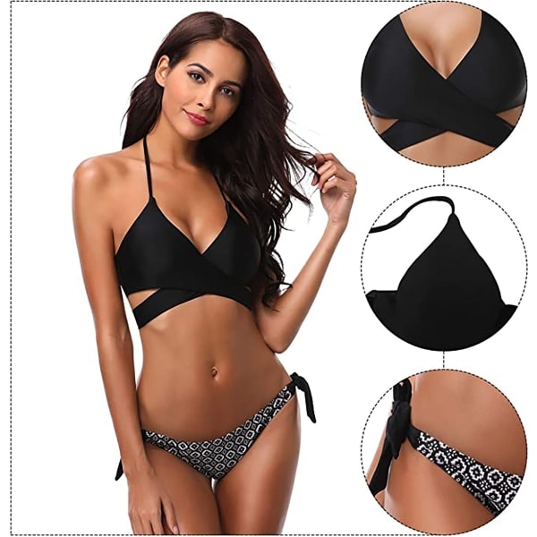 Push-up-bikinit halter-kaulalla & matalalla vyötäröllä Musta BL