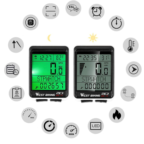 Cykelcomputer cykelodometer trådløs vandtæt