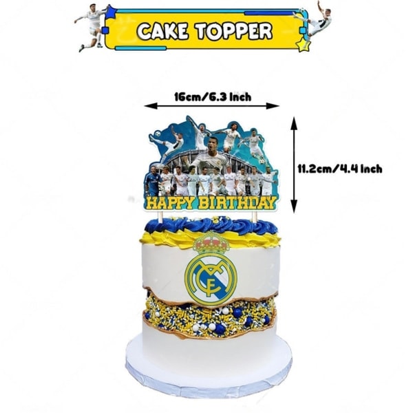 REMAKE Real Madrid Fotbollsfödelsedagsfesttillbehör Banner Ballonger Tårta Toppers Dekoration