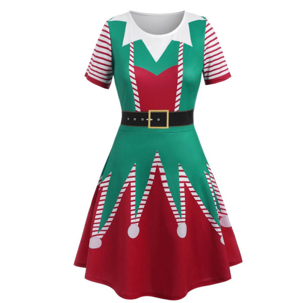 Kvinnors Kortärmad Casual A-linje Julklänning, Small