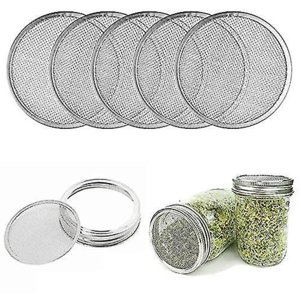 Pack Stainless Steel Sprout Lids, 86mm Sprout Jar Seal Lids, For Wide Mouth Mason Jars, Canning Jars (FMY)