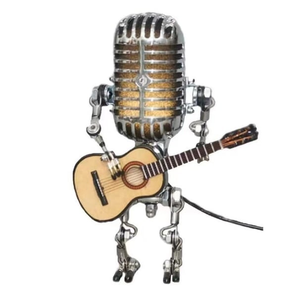 USB Retro mikrofon robot lampeholder guitar med lys vintage hjem dekor