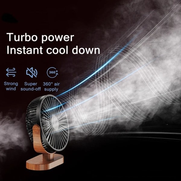 360° roterende 3-bladet ventilator sort
