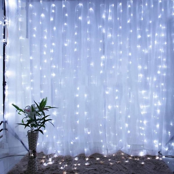 3mx3m USB Festoon Lyslenke Julepynt Feelysslyng Gardin For Hjem Ferie Dekorativt Nyttårslampe Kald Hvit