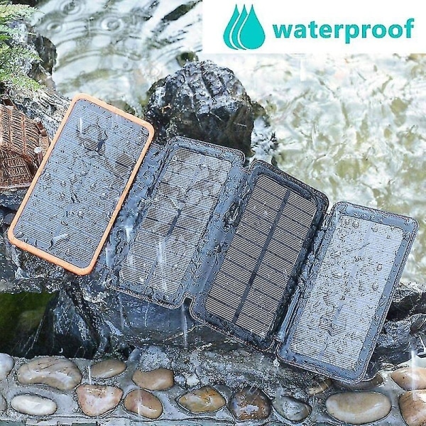 REMAKE Solcellsladdare 25000mah Bärbar Extern Batteri Med 4 Paneler Vattentät Powerbank Med 2 Usb Utomhus Camping För Telefoner Surfplattor Cisea