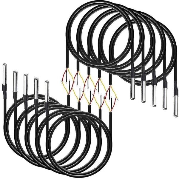 10 stk Vandtætte Ds18b20 Temperaturfølere Digital Temperatur Termisk Kabel Temperatur (-55- +