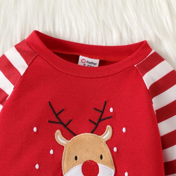 Nyfödd Babypojke Julkläder Nyfödd Jumpsuit Randig Röd Långärmad Helkropps Jumpsuit Röd Röd 6-9 Månader