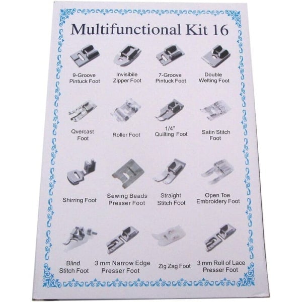 REMAKE MSBD-kit med 16 pressarfötter för Singer, Brother, Janome, Elna, Kenmore-maskiner