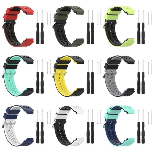 24mm dobbeltlags silikon klokkearmbånd for Garmin Forerunner enhet - Lys grønn / Svart grønn