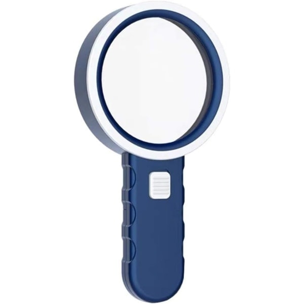 30X Forstørrelsesglas LED Læseforstørrelsesglas Optisk Glas Dobbelt Anti-Slip Forstørrelsesglas (Farve: Blå)