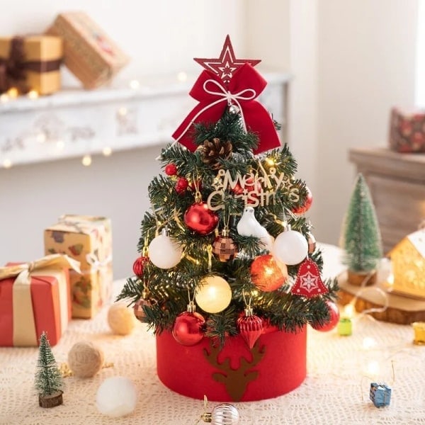 60cm DIY Christmas Tree Good Christmas Decorations for Home 2023 Christmas Decoration Jul Navidad Gifts Santa New Year Tree Red White 60CM