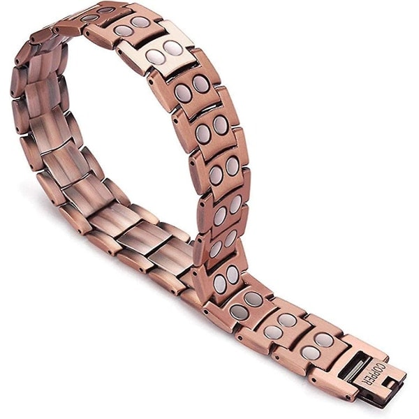 Kobber Magnet Armbånd Til Mænd Lindrer Gigt Smerter Elegant 99,99% Rent Kobber Armbånd Dobbelte Rækker Kraftfulde Magneter Guld