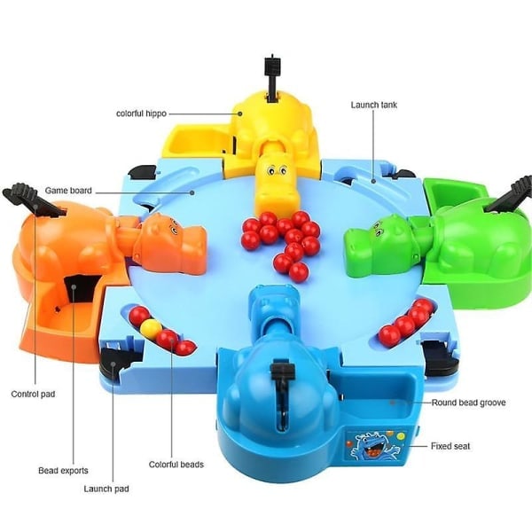 REMAKE Feed Hungry Hippos kulespill som sluker kuler, interaktivt med foreldre og