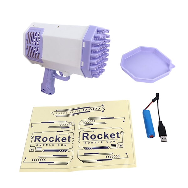 Electric Bubble Toy Handheld Portable Automatic Bubble Blower Maker Machine with Light for Kids Boys and Girls Purple