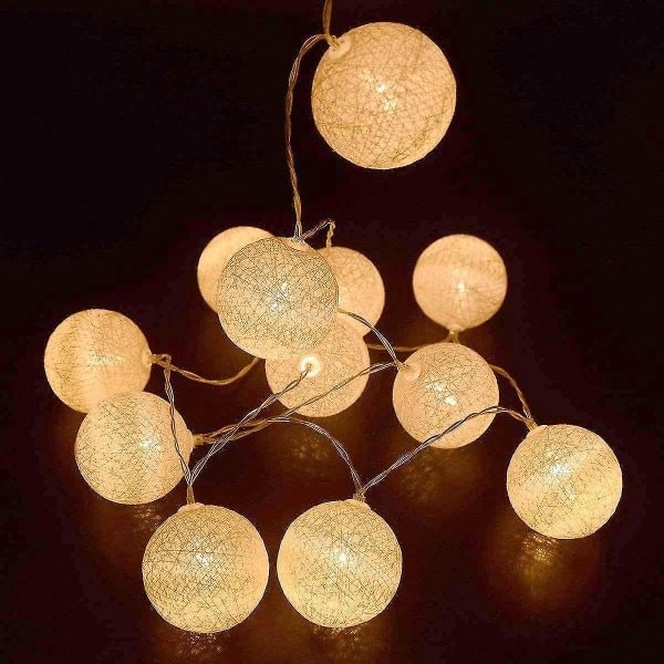 Meters 20 LED Lys Rattan Bold Bomuldssnorlys Julepynt Dekorative Lys Soveværelse Varmt Hvid Lamper HyC[C] 3m