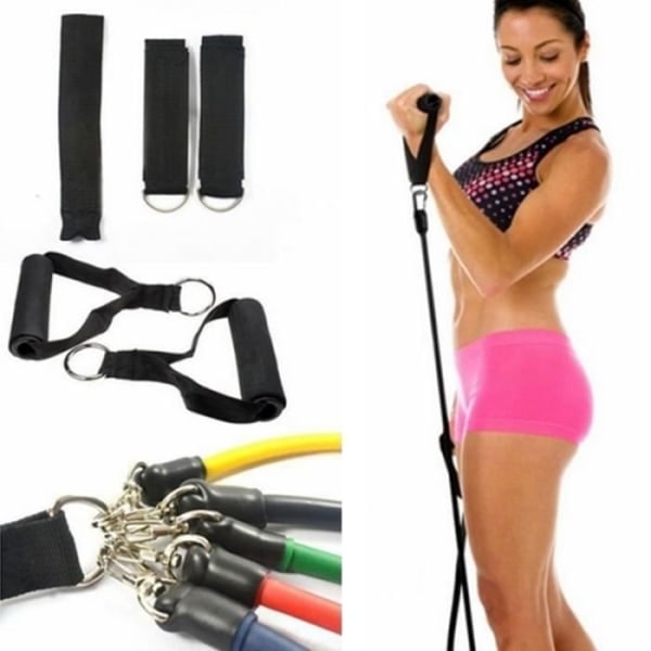 11 stk/sett Motstandsband Treningsstudio Trening Treningsgrep Yoga Band Svart