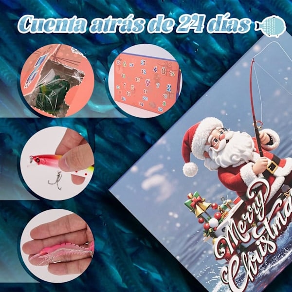 Fiskejulkalender 2024 - Set med fiskeutrustning, fiskegrejer för vuxna män pojkar, fisketillbehör (24 st)