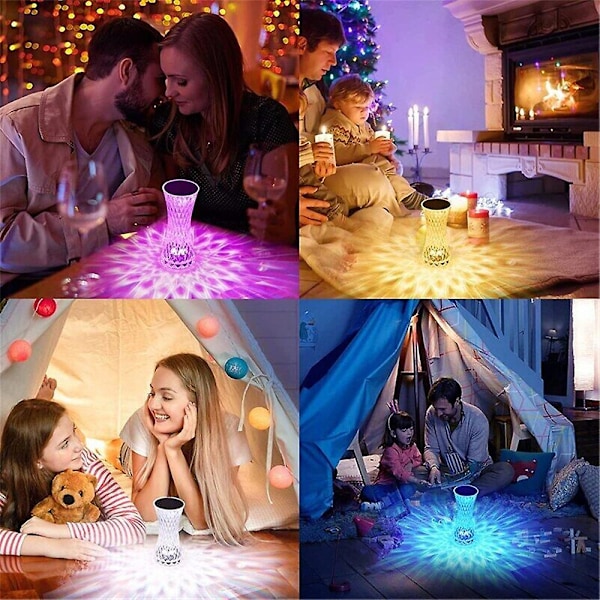 REMAKE 16 Fargeskiftende Akryl Krystall Bordlampe Med Fjernkontroll USB Oppladbar Nattelys Gaver Hjemmedekor