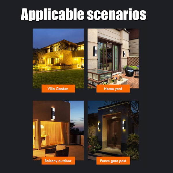 Solcellslampa utomhus LED solcellslampa vattentät utomhus solcells vägglampa för ytterdörr bakgård garage däck