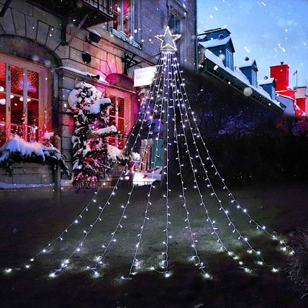 Julepynt Stjernelys Utendørs, 320 LED 16.4Ft Juletrelys [8 Moduser & Vanntette] for Halloween Jul Nyttår Ferie (Jern)