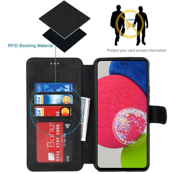 SKALO Samsung A53 5G Premium Cut Wallet Case - Sort Sort