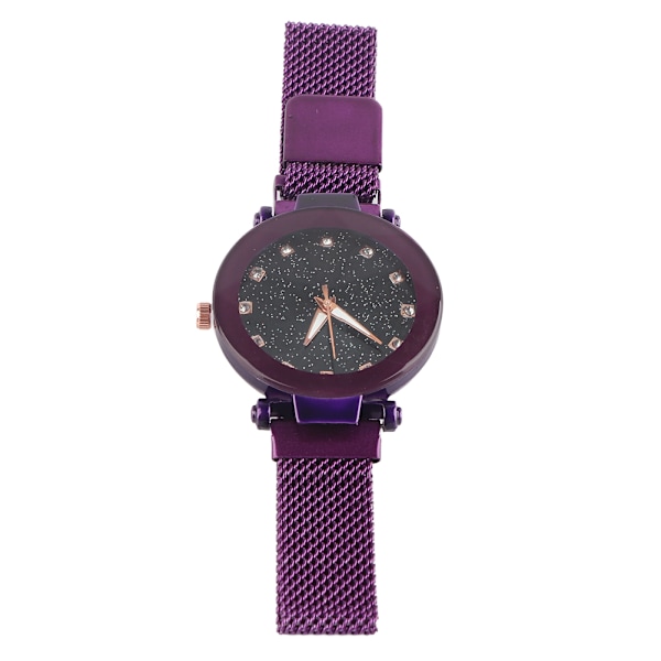 Avslappnad legering kvarts runt urtavla kvinnlig strass klocka silikon armband armbandsur (lila)
