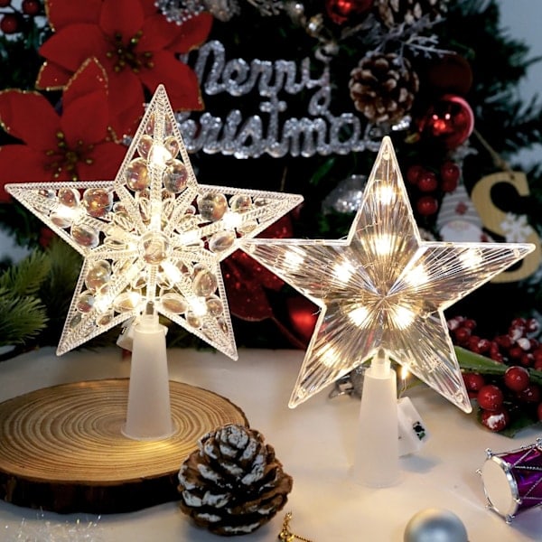 Julepynt LED Stjernelampe Juletre Henger Ornamenter for Hjemmedekor Navidad Nyttår 2025 Gavetilbehør 15CM B