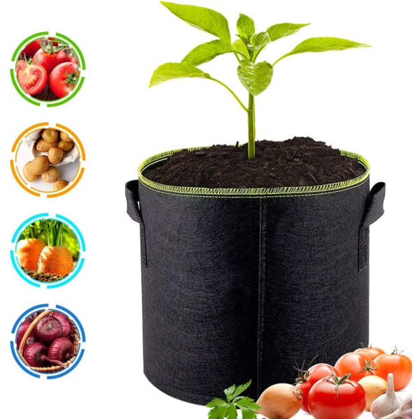 Plant Bags Grow Bag Planting Bag Black Non-Woven Fabric(10 Gallon)