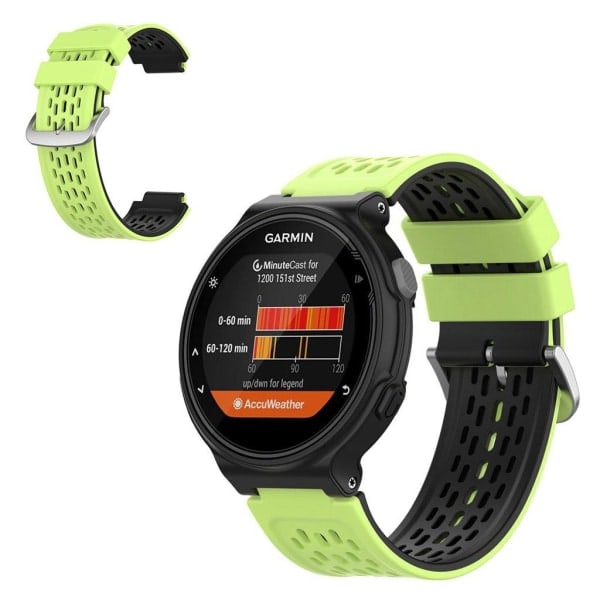 24mm dobbeltlags silikone urrem til Garmin Forerunner enhed - Lysegrøn / Sortgrøn