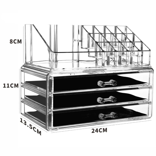 REMAKE Sminkeorganisator i akryl med 4 skuffer - Sminkeholder transparent