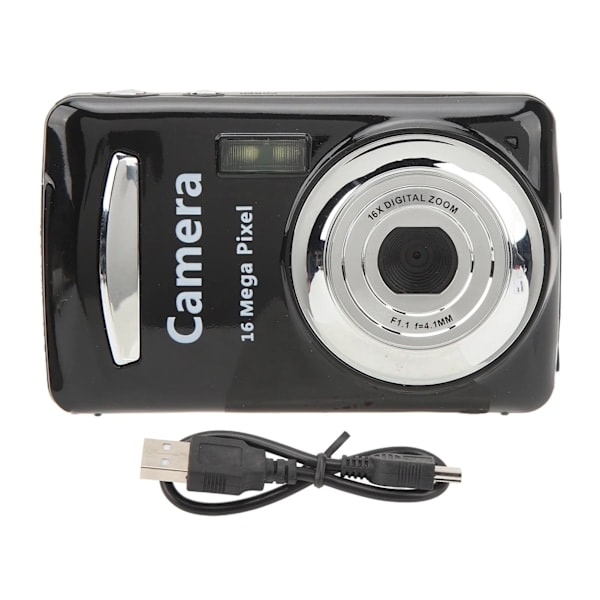 Kompakt digitalkamera med 16x zoom och 16MP sensor, 2.4\" LCD, svart