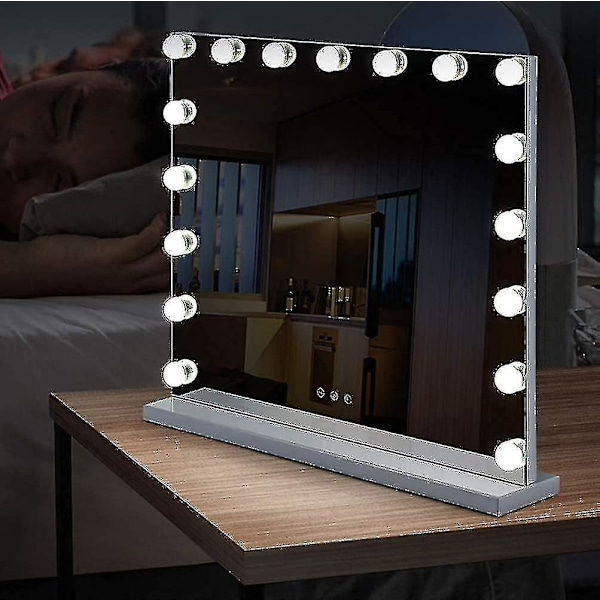 REMAKE 3 Färgade Ljus och 14 Dimbara LED-lampor för Hollywood-Sminkspegel, USB Laddningsbar Glödlampa för Stor Sminkspegel