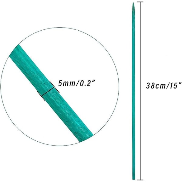 50 st 38 cm Bambustöd Grönt, Stödpinnar för Växter Blompinnar, Orkidépinnar Växtpinnar med 50 Växtband för att Stödja Klätterväxter Eller