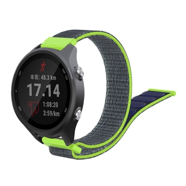 Garmin Forerunner 245 -kellolle tarkoitettu nyloninen Velcro-hihna - Sininen / Vihreä