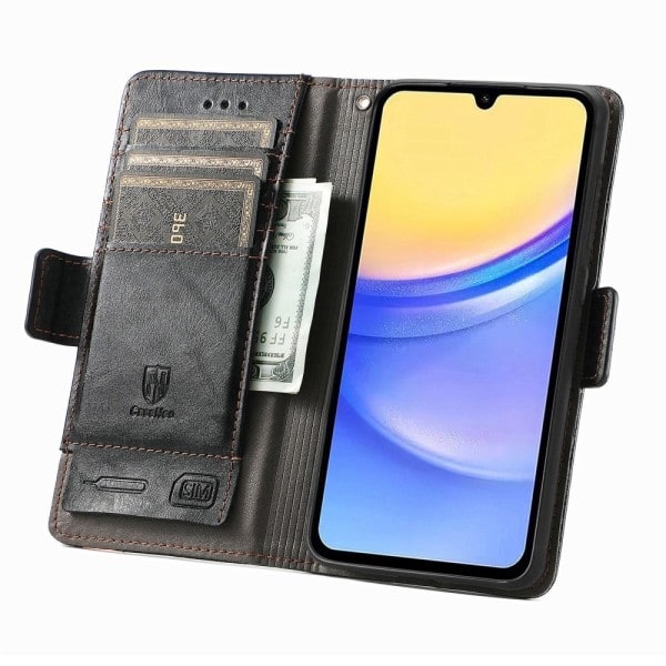 SKALO Samsung A15 5G CASENEO 002 Series Premium PU Läderplånbok Svart