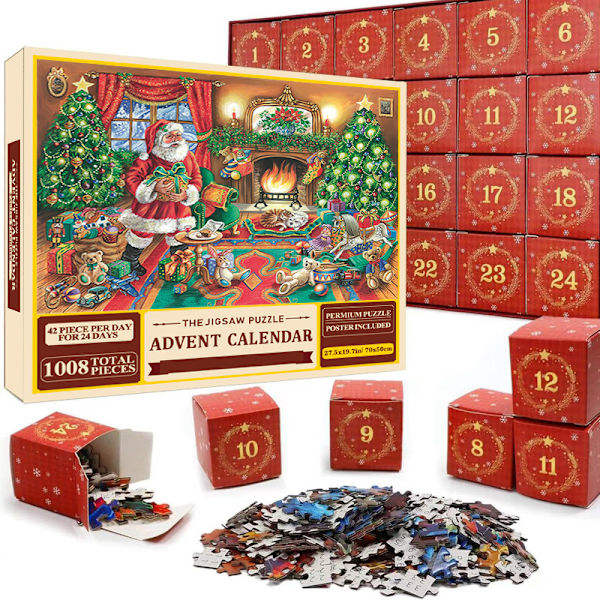 REMAKE Adventskalender med Puslespil, Nedtælling til Advent, Adventskalender med Legetøjspuslespil, Julegaver i Blindbox sd34