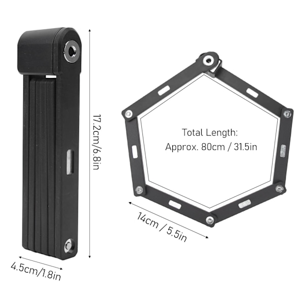 Vikbar cykellås förhindrar stöld Vattentät Rostskyddad Fällbar cykellås för elcykel Motorcykel Svart