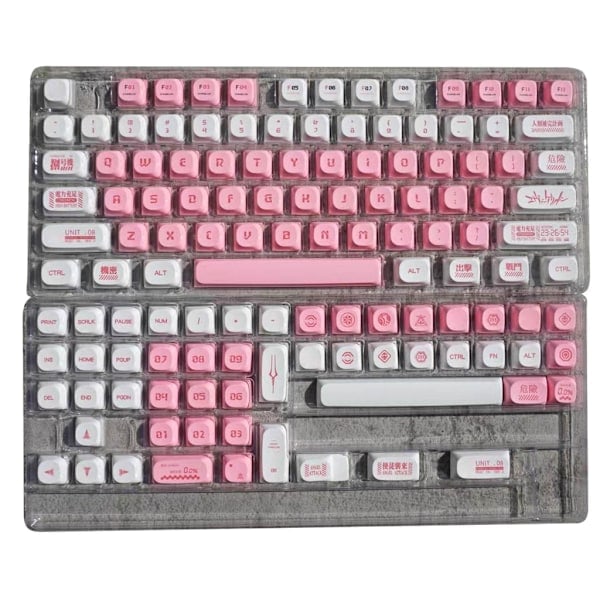 126 Tangenter EVANGELION-08 Tangentmössor EVA 08 MA Profil PBT Färg-Sublimerade Rosa Tangentmössor för MX-Switch Mekaniskt Tangentbord Tangentmössa ...