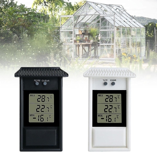 Digital termometerdisplay max min växthus trädgård utomhus inomhus vägg rum svart