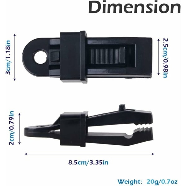 REMAKE Tältklämmor Presenningklämmor Tältklämma med Ögla Klämmor Fäste för Tält Presenning Utomhus Camping (Svart)