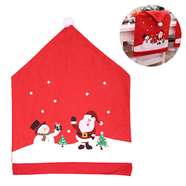 Julstolsöverdrag, 4 stycken Julstolsöverdrag Santa Röd Hatt Stolsryggöverdrag för Julhelgen Santa Hatt Festlig Dekoration