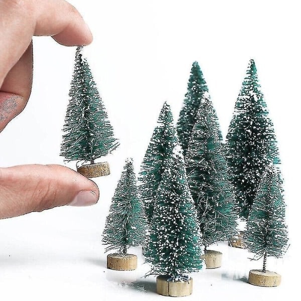 24 st Mini Julgranar Konstgjord Tall Mini Sisal Flaskborste Snö Frost Gran Vit
