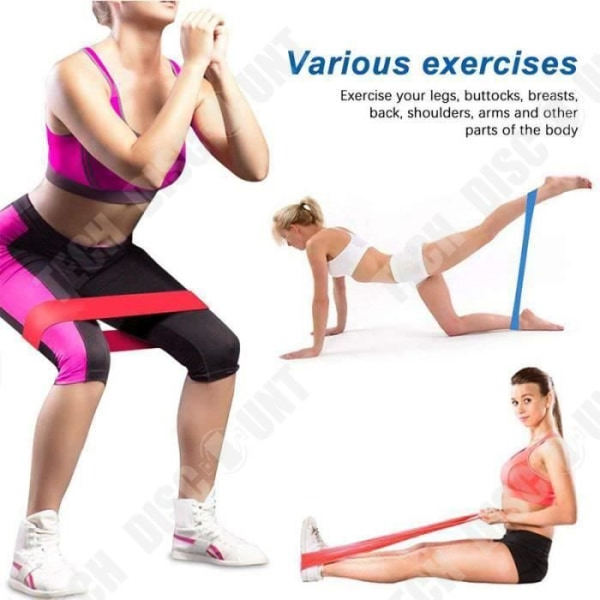 TD® Set med 5 Elastiska Träningsband - Träningsband för Fitness Crossfit Pilates Yoga och Fysioterapi - Multifunktionella
