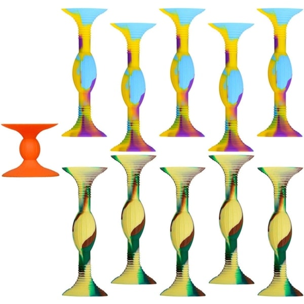 REMAKE Sett med 11 silikon dobbeltsidig sugekopp piler, roterende pop pil, utvidelsesspill, sugekopp
