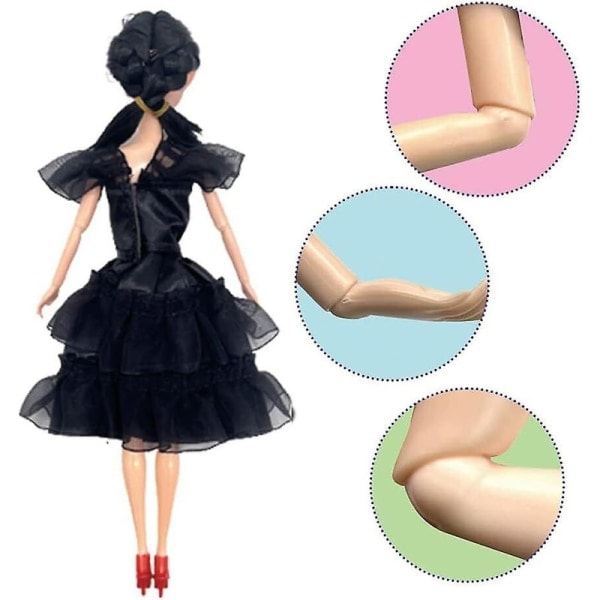Wednesday Addams Dukker Plysj Leke, Bevegelige Wednesday Addams Dukker For Barn svart